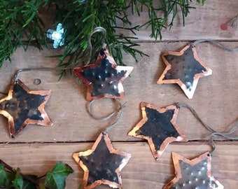 Rustic folk art Tin Stars ( set of 6)