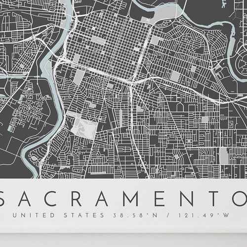 Sacramento Vintage Map Poster Wall Art City Artwork Print Etsy