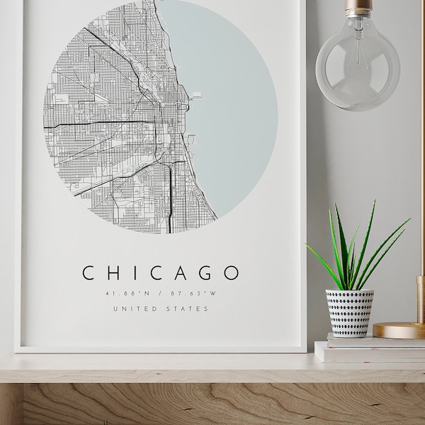 Map of Chicago, City Map, Chicago Map, Minimalist Map, Chicago Print, Chicago Poster, Chicago Art, Modern Chicago Map Print, Office Print