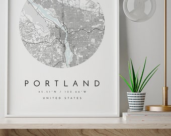 Carte de Portland, carte de la ville de Portland, carte de Portland, impression de Portland, affiche de Portland, Art de Portland, carte de Portland, carte de Portland Oregon, carte