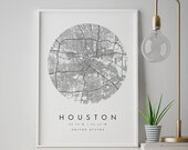 Houston City Map Minimalist Map Houston Print Houston - Etsy
