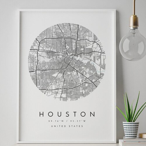 Houston City Map Minimalist Map Houston Print Houston - Etsy