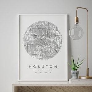 Houston City Map, Minimalist Map, Houston Print, Houston Poster, Houston Art, Modern Map Print, Map of Houston, Map Poster Houston, Map Art