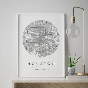 Houston City Map, Minimalist Map, Houston Print, Houston Poster, Houston Art, Modern Map Print, Map of Houston, Map Poster Houston, Map Art