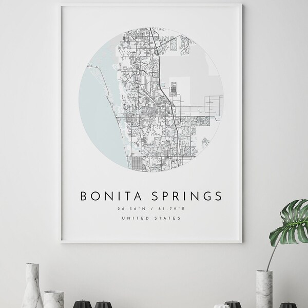 Map of Bonita Springs Florida Etsy