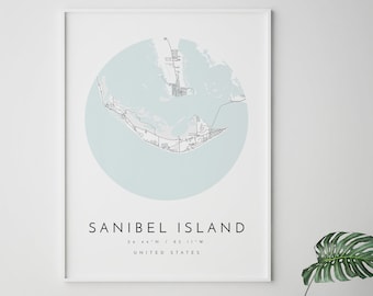 Sanibel Island Map, Sanibel Island Print, Sanibel Island Poster, map poster Sanibel Island, Sanibel Island, Sanibel Island  Florida City Map