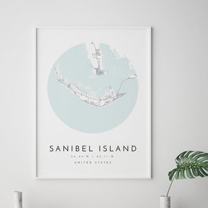 Sanibel Island Kaart, Sanibel Island Print, Sanibel Island Poster, kaart poster Sanibel Island, Sanibel Island, Sanibel Island Florida City Map