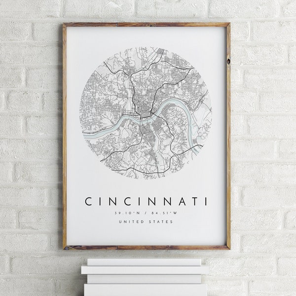 Cincinnati City Map, Minimalist Map, Cincinnati City Print, Cincinnati Poster, Cincinnati City Art, Map of Cincinnati, Cincinnati Map Art