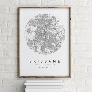 Brisbane Map, Brisbane, Australia, City Map, Home Town Map, Brisbane Print, wall art, Map Poster, Minimalist Map Art, mapologist, gift