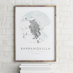 Carte de Barranquilla, Barranquilla, Colombie, carte de la ville, carte de la ville natale, impression de Barranquilla, art mural, carte affiche, art de la carte minimaliste, mapologiste