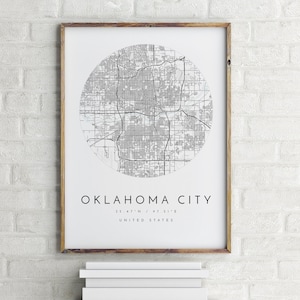 Mapa da cidade de Oklahoma, mapa de Oklahoma City, mapa da cidade natal, mapa da cidade, impressão de Oklahoma City, arte de parede, Oklahoma, pôster de mapa, mapa minimalista, presente