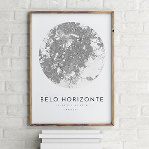 Belo Horizonte Karte, Belo Horizonte, Brasilien, Stadt Karte, Heimatstadt Karte, Belo Horizonte Print, Wandkunst, Karte Poster, minimalistische Kartenkunst, Geschenk