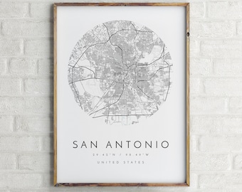 San Antonio Map, Minimalist Map, San Antonio Print, San Antonio Poster, San Antonio Art, Modern Map Print, Map of San Antonio, San Antonio