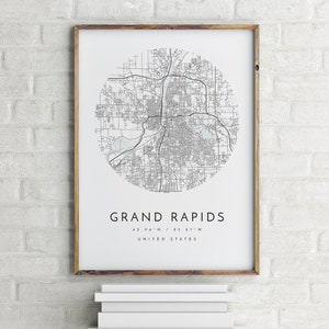 Grand Rapids Map, Grand Rapids, Michigan, City Map, Home Town Map, Grand Rapids Print, wall art, Map Poster, Minimalist Map Art, mapologist