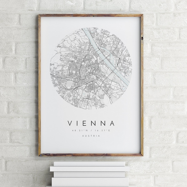 City Map Vienna, Minimalist Map, Vienna Print, Vienna Poster, Vienna Art, Modern Map Print, Map of Vienna, Vienna City Map Art, Vienna Map