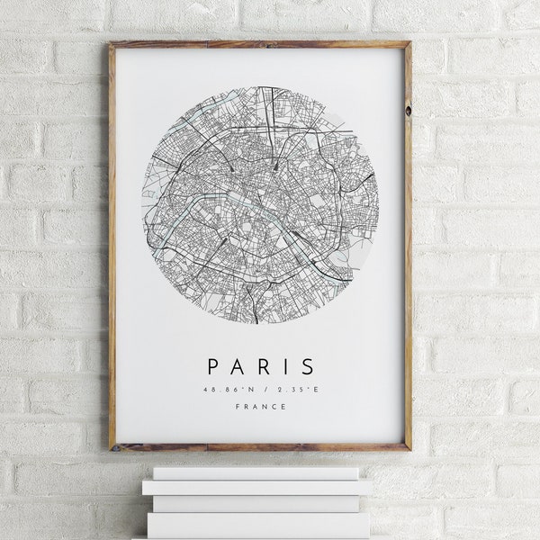 Paris Map, Minimalist Map,  Paris Print, Paris Poster, Paris Art, Modern Map Print, Map of Paris, Paris, France, Paris City Map, City Map