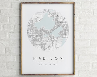 Madison City Map, Map of Madison, Home Town Map, City Map, Madison Print, wall art, Madison Wisconsin, Map Poster, Minimalist Map, Map Art