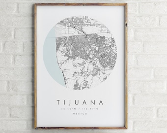 Tijuana Map, Minimalist Map, Tijuana, Tijuana Print, Tijuana Poster, Tijuana Art, Modern Map Print, Map of Tijuana, Tijuana City Map Art