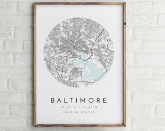 Baltimore Map, Minimalist Map, Baltimore Print, Baltimore Poster, Baltimore Art, Modern Map Print, Map of Baltimore, Map Poster Baltimore