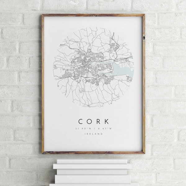 Cork Map, Cork poster, Cork map poster, Cork art, map of Cork, print of Cork, map poster of Cork, modern map print, minimalist map, City Map