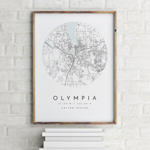 Olympia City Map, Kaart van Olympia, Home Town Map, City Map, Olympia Print, kunst aan de muur, Olympia Washington, Kaart Poster, Minimalistische Kaart, Kaart Kunst