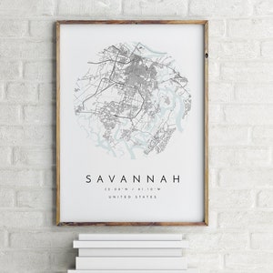 Savannah Map, Savannah Georgia map print, Savannah Poster, Savannah city map, Map of Savannah, map poster Savannah, Savannah town map, gift