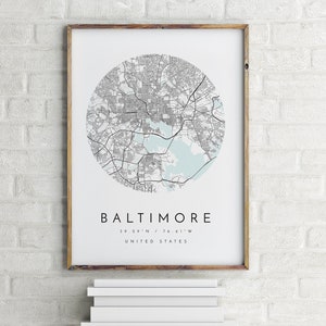 Baltimore Map, Minimalist Map, Baltimore Print, Baltimore Poster, Baltimore Art, Modern Map Print, Map of Baltimore, Map Poster Baltimore