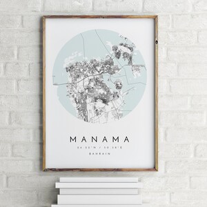 Carte de Manama Bahreïn, carte minimaliste, impression de Manama Bahreïn, affiche de Manama Bahreïn, Art de Manama Bahreïn, affiche de carte de Bahreïn, carte de Bahreïn, cadeau