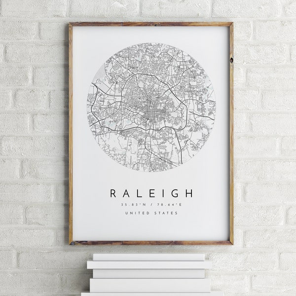 Raleigh City Map, Map of Raleigh, Home Town Map, City Map, Raleigh Print, wall art, Raleigh North Carolina, Map Poster, Minimalist Map, gift