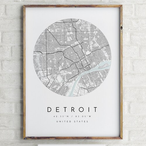 Detroit Map, Map of Detroit, Minimalist Map, Detroit Print, Detroit Poster,Detroit  Art, City of Detroit, Detroit City Map, Modern City Map