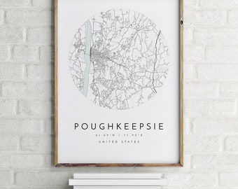 Poughkeepsie Map, Poughkeepsie, New York, City Map, Home Town Map, Poughkeepsie Print, wall art, Map Poster, Minimalist Map Art, mapologist