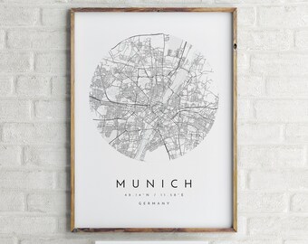 Munich Map Etsy