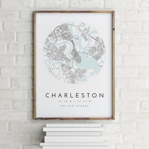 Charleston South Carolina Map, Charleston Map, Minimalist Map, Charleston Print, Charleston Poster, Charleston Art,Modern Map Print,City Map