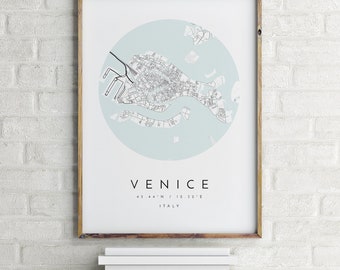 Venice Map, Minimalist Map,  Venice Print, Venice Poster, Venice Art, Modern Map, Map of Venice, Venice, Italy, Venice City Map, Venezia Map