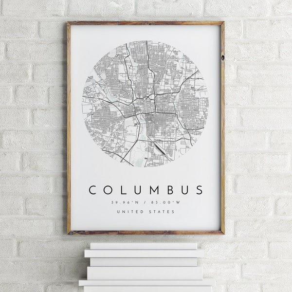 Columbus Ohio Map, Minimalist Map,  Columbus Print, Columbus  Poster, Columbus Art, Modern Map Print, Map of Columbus, Columbus Map, Ohio