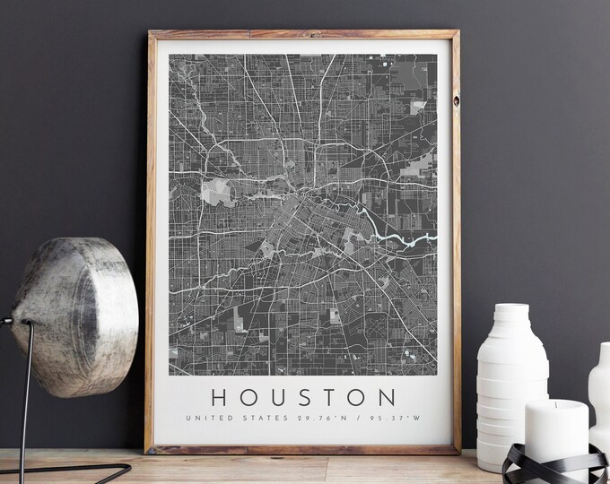 Houston City Map Minimalist Map Houston Print Houston - Etsy