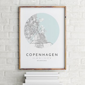 Carte de Copenhague, Carte de Copenhague, Copenhague, Copenhague, Impression de Copenhague, Plan de la ville, Impression de la carte de la ville, Impression de la carte de la maison, Conception de carte moderne