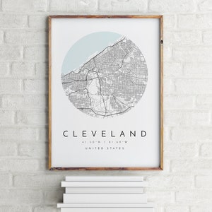 Carte de Cleveland, Carte de Cleveland, Cleveland, Impression de Cleveland, Carte de la ville, Impression de la carte de la ville, Impression de la carte de la maison, Conception de carte moderne, Impression de Cleveland