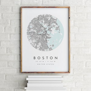 Carte de la ville, carte de Boston, carte minimaliste, impression de Boston, affiche de Boston, art de Boston, impression de carte de Boston moderne, carte de Boston, Boston Massachusetts