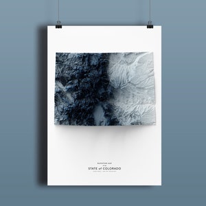 Mapa do Colorado, impressão de mapa de elevação, arte do mapa, paisagem do Colorado, arte geológica, arte topográfica, mapa de terreno, mapa geológico, arte de mapa