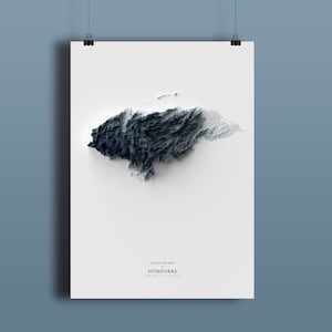 Honduras Karte, Elevation Map Print, Kartenkunstwerk, Honduras Landschaft, Geologie Kunst, topografische Kunst, Geländekarte, geologische Karte, Kartenkunst