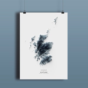 Scotland Map, Elevation Map Print, map artwork, Scotland landscape, geology art, topographic art, terrain map, geological map, map art