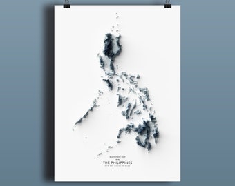 Philippines Map, Elevation Map Print, map artwork, Philippines landscape, geology art, topographic art, terrain map, geological map, map art