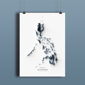 Mapa das Filipinas, impressão do mapa de elevação, arte do mapa, paisagem das Filipinas, arte geológica, arte topográfica, mapa do terreno, mapa geológico, arte do mapa