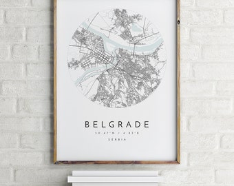 Serbia Map art poster print wall decor Travel Map office home Gift