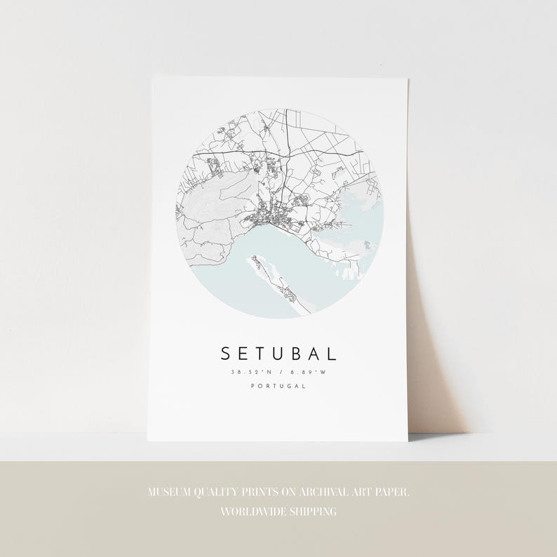 Setubal Map Poster: Minimalist City Art (Fine Matte Paper) image 3
