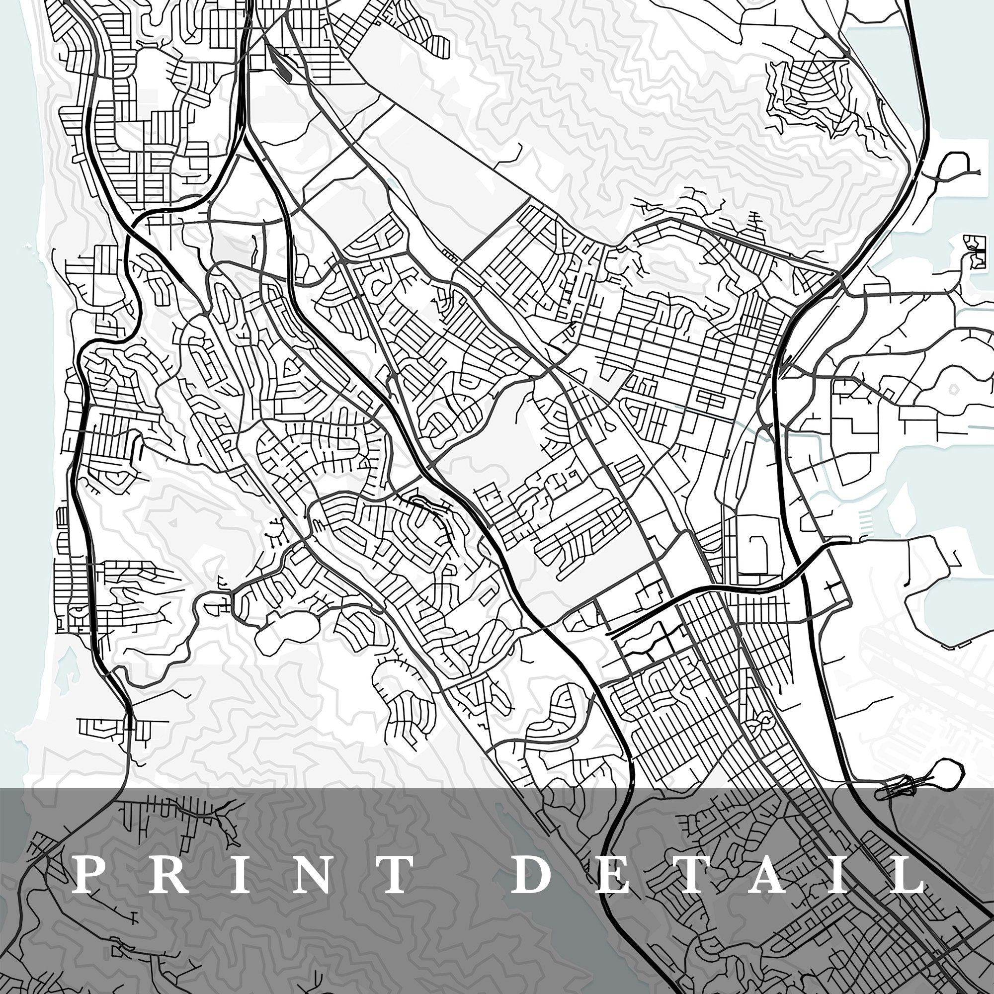 Daly City Map Daly City California City Map Home Town Map Etsy