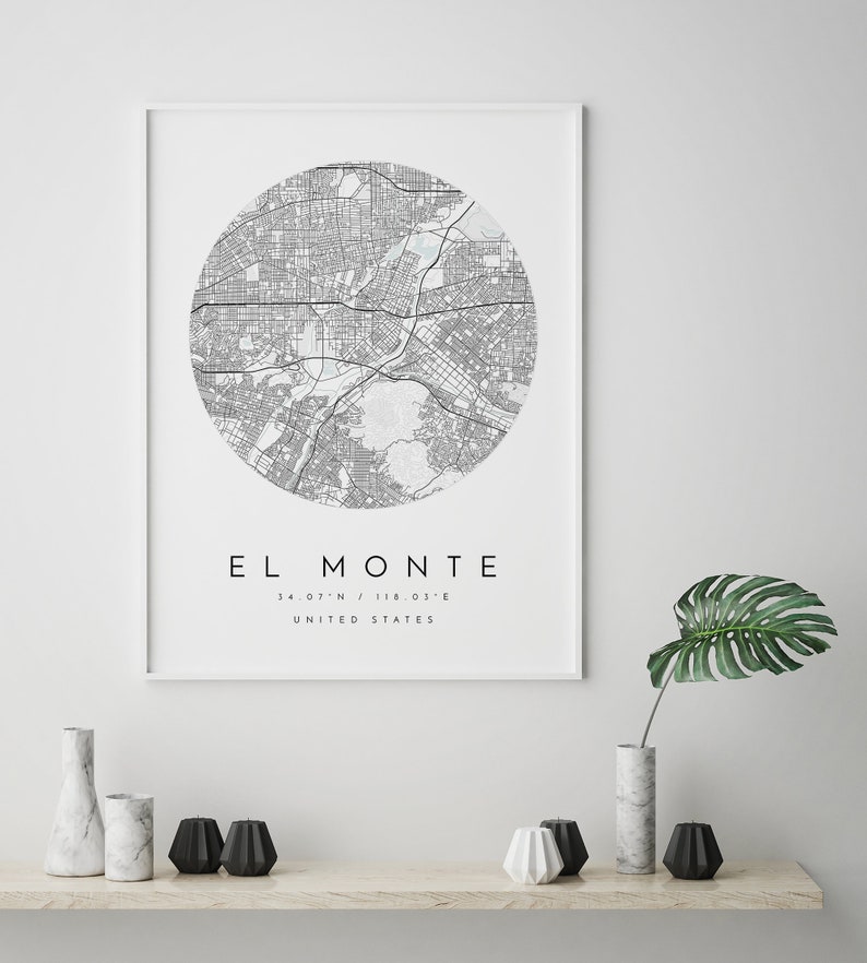 El Monte Map El Monte California City Map Home Town Map Etsy