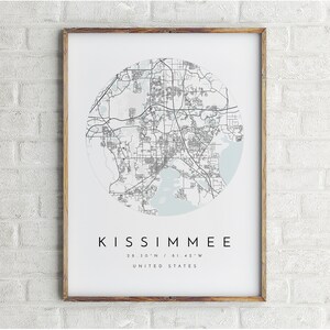 Kissimmee kaart, Kissimmee, Florida, stadsplattegrond, cirkel kaart, Kissimmee poster, kunst aan de muur, kaart poster, minimalistische kaart kunst, mapologist, cadeau