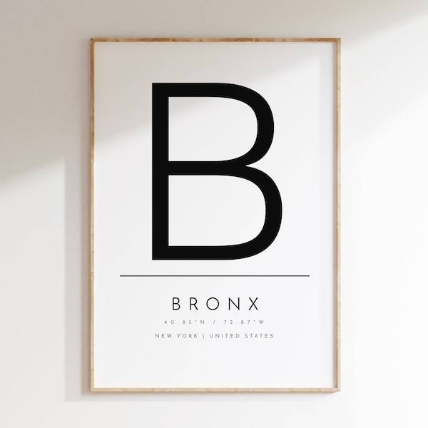 Bronx, New York, Typographic print, digital poster, Bronx NY, wall art, digital wall art, download poster, printable art, print at home